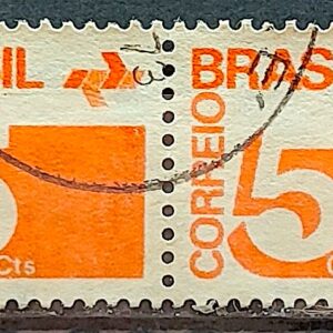 Selo Regular RHM 538 Tipo Cifra 5 Cts Filigrana Q 1972 Dupla Circulado 1