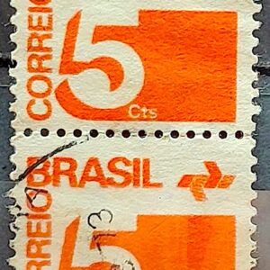 Selo Regular RHM 538 Tipo Cifra 5 Cts Filigrana Q 1972 Dupla Circulado 2