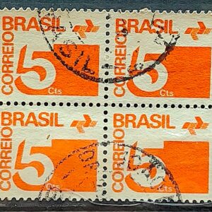 Selo Regular RHM 538 Tipo Cifra 5 Cts Filigrana Q 1972 Quadra Circulado 1