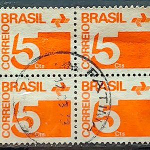 Selo Regular RHM 538 Tipo Cifra 5 Cts Filigrana Q 1972 Quadra Circulado 2