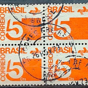 Selo Regular RHM 538 Tipo Cifra 5 Cts Filigrana Q 1972 Quadra Circulado 3