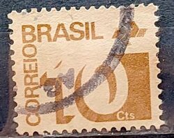 Selo Regular RHM 539 Tipo Cifra 10 Cts Filigrana Q 1972 Circulado 2