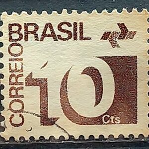 Selo Regular RHM 539a Tipo Cifra 10 Cts Filigrana Q 1972 Circulado 1