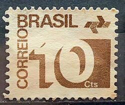 Selo Regular RHM 539a Tipo Cifra 10 Cts Filigrana Q 1972 Circulado 2
