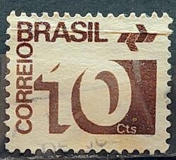 Selo Regular RHM 539a Tipo Cifra 10 Cts Filigrana Q 1972 Circulado 5