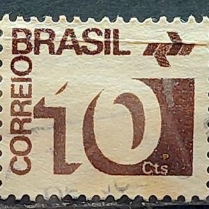 Selo Regular RHM 539a Tipo Cifra 10 Cts Filigrana Q 1972 Circulado 5