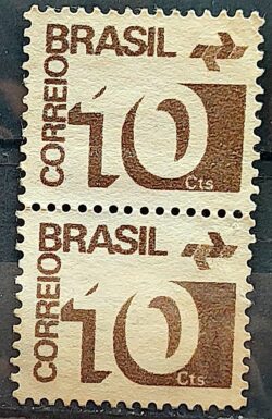 Selo Regular RHM 539a Tipo Cifra 10 Cts Filigrana Q 1972 Dupla