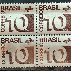 Selo Regular RHM 539a Tipo Cifra 10 Cts Filigrana Q 1972 Quadra