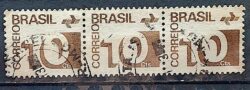 Selo Regular RHM 539a Tipo Cifra 10 Cts Filigrana Q 1972 Terno Circulado
