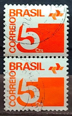 Selo Regular RHM 540 Tipo Cifra 5 Cts Com FSF 1974 Dupla Circulado 2