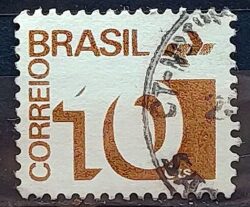 Selo Regular RHM 541 Tipo Cifra 10 Cts Com FSF 1975 Circulado 5