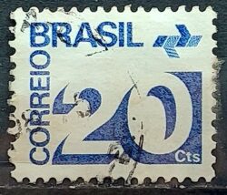 Selo Regular RHM 542 Tipo Cifra 20 Cts 1972 Circulado VARIEDADE NAO CATALOGADA – SEM FSF 2