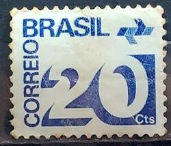 Selo Regular RHM 542 Tipo Cifra 20 Cts 1972 Circulado VARIEDADE NAO CATALOGADA – SEM FSF 4