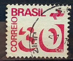Selo Regular RHM 543 Tipo Cifra 30 Cts Com FSF 1972 Circulado NAO CATALOGADA PARDO 1