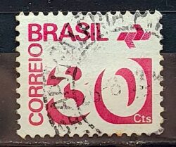 Selo Regular RHM 543 Tipo Cifra 30 Cts Com FSF 1972 Circulado NAO CATALOGADA PARDO 2