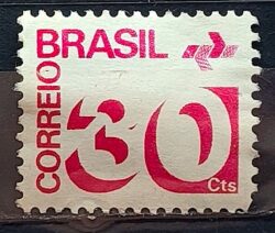 Selo Regular RHM 543 Tipo Cifra 30 Cts Com FSF 1972 NAO CATALOGADA PARDO