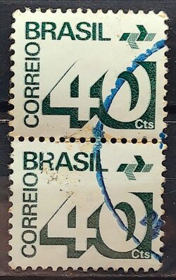 Selo Regular RHM 544 Tipo Cifra 40 Cts 1973 Dupla Circulado
