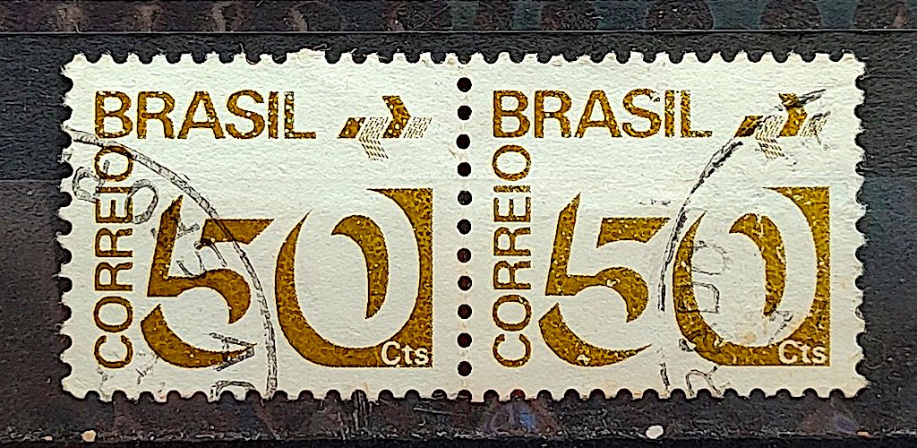 Selo Regular RHM 545 Tipo Cifra 50 Cts Com FSF 1974 Dupla Circulado