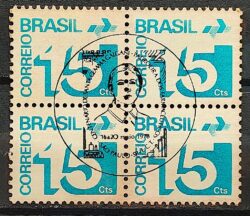 Selo Regular RHM 546 Tipo Cifra 15 Cts Com Barra FSF 1975 Quadra CBC SP Santa Gemma Galgani Religiao 1