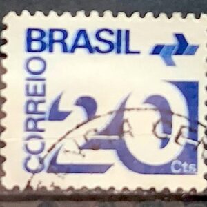 Selo Regular RHM 547 Tipo Cifra 20 Cts PAPEL ESCURO Com Barra FSF 1975 Circulado 3