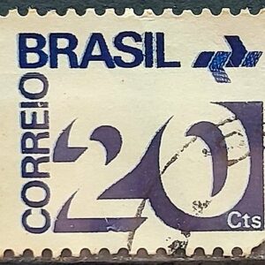 Selo Regular RHM 547 Tipo Cifra 20 Cts PAPEL ESCURO Com Barra FSF 1975 Circulado 4