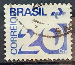 Selo Regular RHM 547 Tipo Cifra 20 Cts PAPEL ESCURO Com Barra FSF 1975 Circulado 5