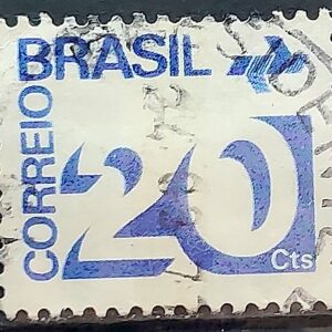 Selo Regular RHM 547 Tipo Cifra 20 Cts PAPEL ESCURO Com Barra FSF 1975 Circulado 6