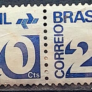 Selo Regular RHM 547 Tipo Cifra 20 Cts PAPEL ESCURO Com Barra FSF 1975 Dupla Circulado 1