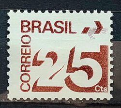 Selo Regular RHM 548 Tipo Cifra 25 Cts Com Barra FSF 1975