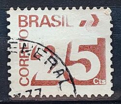 Selo Regular RHM 548 Tipo Cifra 25 Cts Com Barra FSF 1975 Circulado 2