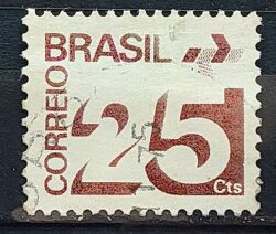 Selo Regular RHM 548 Tipo Cifra 25 Cts Com Barra FSF 1975 Circulado 3