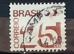 Selo Regular RHM 548 Tipo Cifra 25 Cts Com Barra FSF 1975 Circulado 4