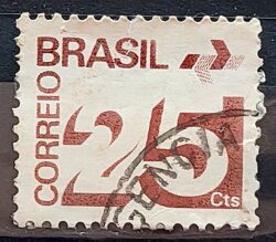 Selo Regular RHM 548 Tipo Cifra 25 Cts Com Barra FSF 1975 Circulado 5