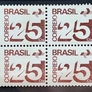 Selo Regular RHM 548 Tipo Cifra 25 Cts Com Barra FSF 1975 Quadra