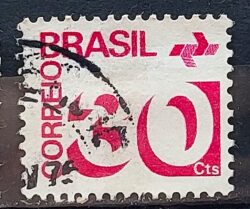 Selo Regular RHM 549 Tipo Cifra 30 Cts PAPEL ESCURO Barra FSF 1975 Circulado 2