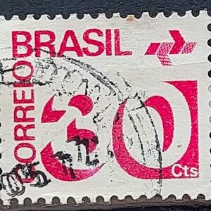 Selo Regular RHM 549 Tipo Cifra 30 Cts PAPEL ESCURO Barra FSF 1975 Circulado 3