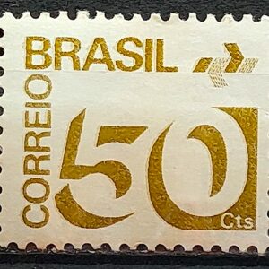 Selo Regular RHM 550 Tipo Cifra 5 Cts PAPEL CLARO Com Barra FSF 1975