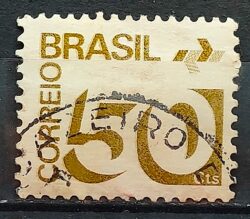 Selo Regular RHM 550 Tipo Cifra 5 Cts PAPEL CLARO Com Barra FSF 1975 Circulado 1