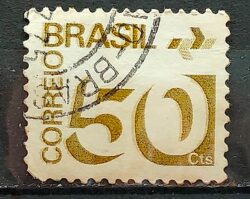 Selo Regular RHM 550 Tipo Cifra 5 Cts PAPEL CLARO Com Barra FSF 1975 Circulado 3