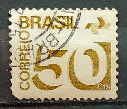 Selo Regular RHM 550 Tipo Cifra 5 Cts PAPEL CLARO Com Barra FSF 1975 Circulado 6