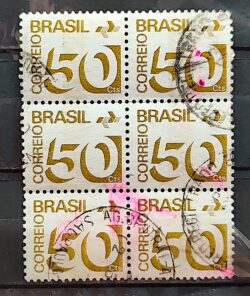 Selo Regular RHM 550 Tipo Cifra 5 Cts PAPEL CLARO Com Barra FSF 1975 Sextilha Circulado