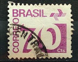 Selo Regular RHM 551 Tipo Cifra 70 Cts PAPEL CLARO Barra FSF 1975 Circulado 1