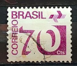 Selo Regular RHM 551 Tipo Cifra 70 Cts PAPEL CLARO Barra FSF 1975 Circulado 10