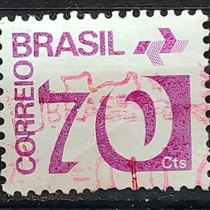 Selo Regular RHM 551 Tipo Cifra 70 Cts PAPEL CLARO Barra FSF 1975 Circulado 12