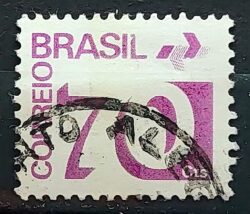 Selo Regular RHM 551 Tipo Cifra 70 Cts PAPEL CLARO Barra FSF 1975 Circulado 6