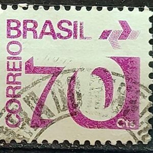 Selo Regular RHM 551 Tipo Cifra 70 Cts PAPEL CLARO Barra FSF 1975 Circulado 7