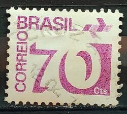 Selo Regular RHM 551 Tipo Cifra 70 Cts PAPEL CLARO Barra FSF 1975 Circulado 8
