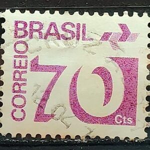 Selo Regular RHM 551 Tipo Cifra 70 Cts PAPEL CLARO Barra FSF 1975 Circulado 8