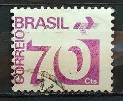 Selo Regular RHM 551 Tipo Cifra 70 Cts PAPEL CLARO Barra FSF 1975 Circulado 9