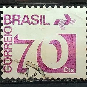 Selo Regular RHM 551 Tipo Cifra 70 Cts PAPEL CLARO Barra FSF 1975 Circulado 9